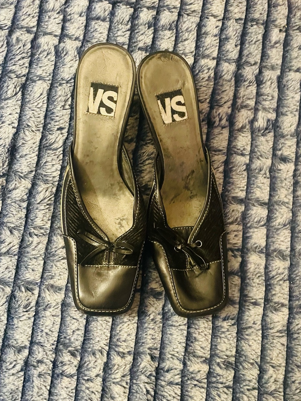 Victoria's Secret Black Slip-On Mules with Knot Accent